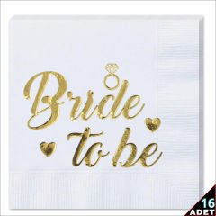 Bride To Be Peçete, 16 Adet - Altın