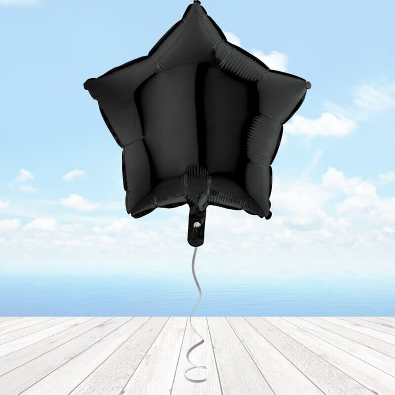 Yıldız Folyo Balon, 45 cm - Siyah
