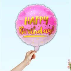Happy Birthday Folyo Balon, 45cm - Pembe