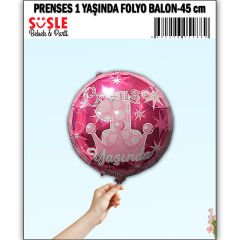 Prenses 1 Yaşında Folyo Balon - 45cm