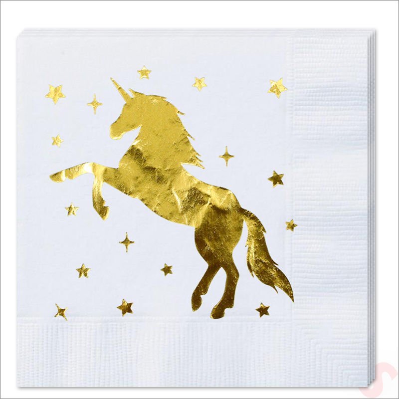 Unicorn Peçete, 16 Adet - Altın
