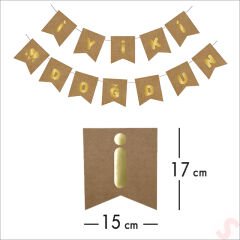 İyiki Doğdun Kraft Karton Yazı, Altın Baskılı