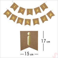 İyiki Doğdun Kraft Karton Yazı, Altın Baskılı