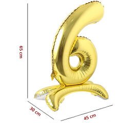 6 Rakam Ayaklı Folyo Balon, 65 cm - Altın