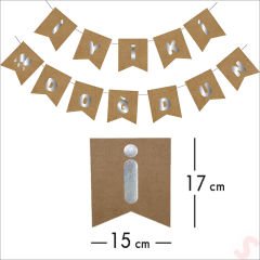İyiki Doğdun Kraft Karton Yazı, Gümüş Baskılı