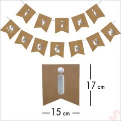 İyiki Doğdun Kraft Karton Yazı, Gümüş Baskılı