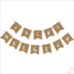 İyiki Doğdun Kraft Karton Yazı, Gümüş Baskılı