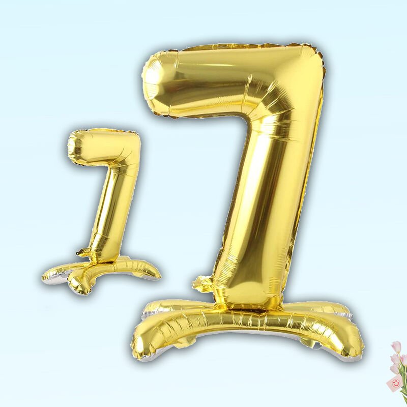 7 Rakam Ayaklı Folyo Balon, 65 cm - Altın