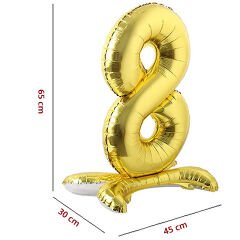 8 Rakam Ayaklı Folyo Balon, 65 cm - Altın