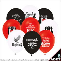 Beşiktaş Balon, 30cm x 6 Adet