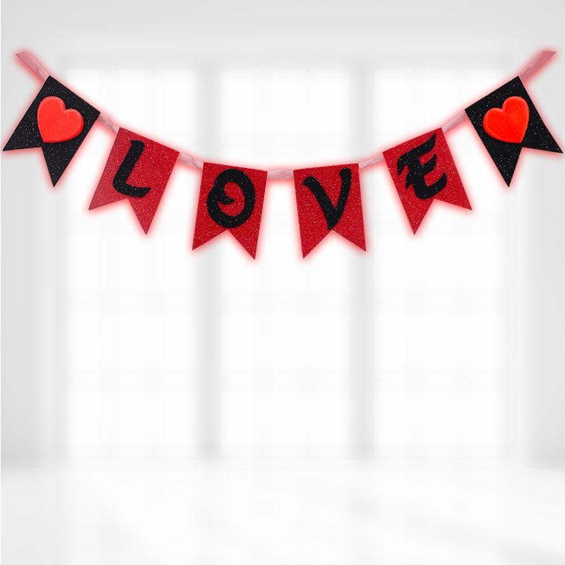 Kalpli Love, Simli Eva Uzar Yazı - 17cm x 115cm