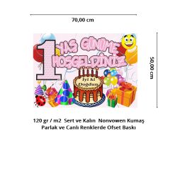 1 Yaş Günüme Hoşgeldiniz Afiş, 70cm x 50cm - Pembe