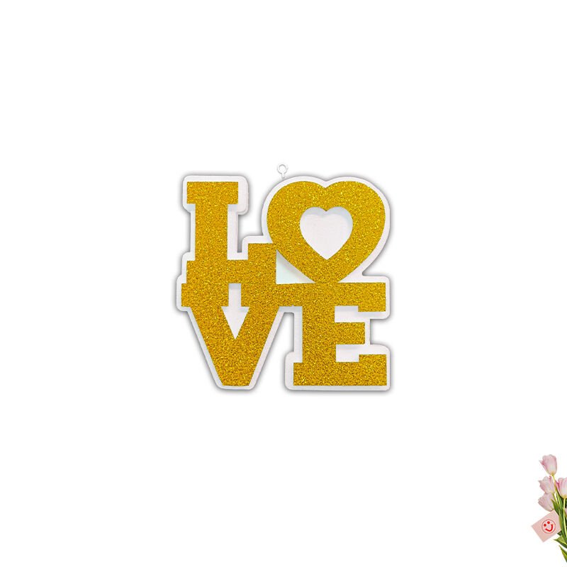 Love Strafor Süs, 25cm x 25cm - Altın