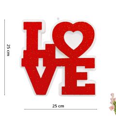 Love Strafor Süs, 25cm x 25cm - Kırmızı