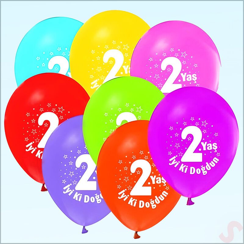 2.Yaş Doğum Günü Pastel Balon, 30cm x 6 Adet