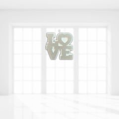 Love Strafor Süs, 25cm x 25cm - Gümüş