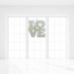 Love Strafor Süs, 25cm x 25cm - Gümüş