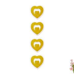 Kalp Sarkıt Strafor Süs, 17 cm x 4 Adet - Altın