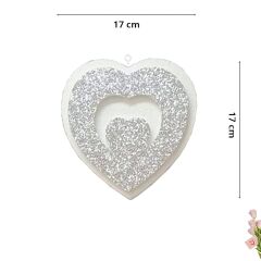 Kalp Sarkıt Strafor Süs, 17 cm x 4 Adet - Gümüş