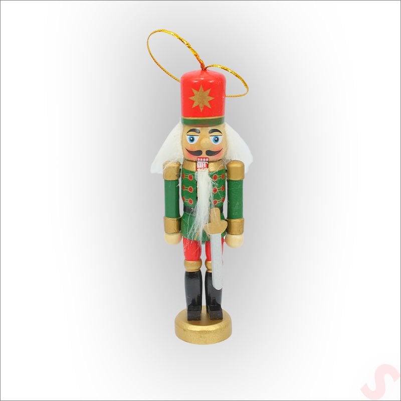 Kurşun Asker, Ahşap Fındıkkıran 13cm - Kılıçlı Yeşil