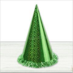 Hologram Karton Şapka, 32 cm - Yeşil