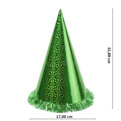 Hologram Karton Şapka, 32 cm - Yeşil