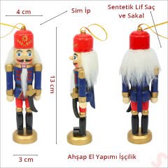 Kurşun Asker, Ahşap Fındıkkıran 13cm - Kılıçlı Lacivert