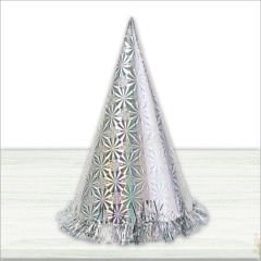 Hologram Karton Şapka, 32 cm - Gümüş