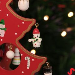 20 Parça SüSLü Ahşap 27cm Mini Yılbaşı Ağaç Seti - Kırmızı