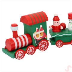 Yılbaşı Dekorasyonu, Ahşap Tren Seti - 22 cm