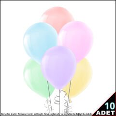 12,5 cm Makaron Çok Renkli Balon - 10 Adet