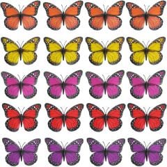 3 Boyutlu ve Mandallı, Çok Renkli Kelebek SüS - 5 Adet