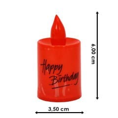 Happy Birthday Pilli Led MuM, 6,00 cm x 3,50 cm - Kırmızı