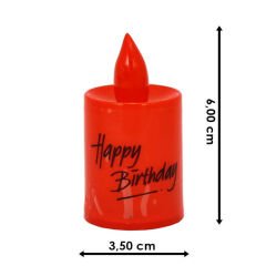 Happy Birthday Pilli Led MuM, 6,00 cm x 3,50 cm - Kırmızı