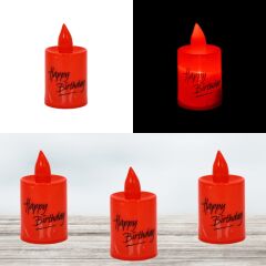 Happy Birthday Pilli Led MuM, 6,00 cm x 3,50 cm - Kırmızı