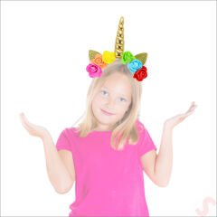 Unicorn Tek Boynuz Dolgulu Eva Taç, 1 Adet - Altın