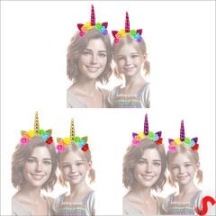 Unicorn Tek Boynuz Dolgulu Eva Taç, 1 Adet - Fuşya