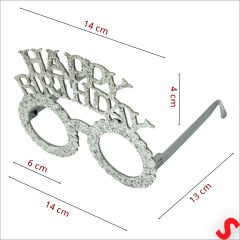 Happy Birthday Taç ve Gözlük Seti - Gümüş