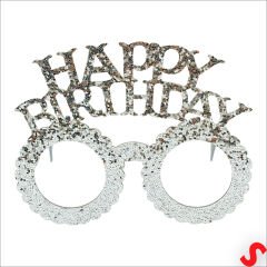 Happy Birthday Taç ve Gözlük Seti - Gümüş