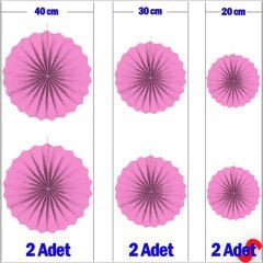 Kağıt Yelpaze SüS, 6 Adetli Set, Pembe