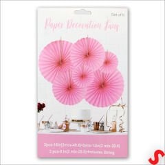 Kağıt Yelpaze SüS, 6 Adetli Set, Pembe