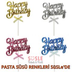 Happy Birthday Pasta SüSü, 23cm x 12,5cm - Altın