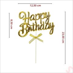 Happy Birthday Pasta SüSü, 23cm x 12,5cm - Altın