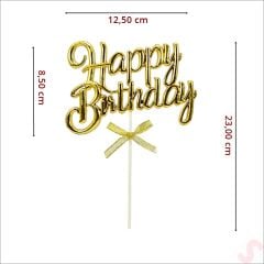 Happy Birthday Pasta SüSü, 23cm x 12,5cm - Altın