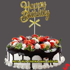 Happy Birthday Pasta SüSü, 23cm x 12,5cm - Altın