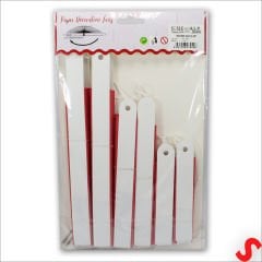 Kağıt Yelpaze SüS, 6 Adetli Set, Kırmızı