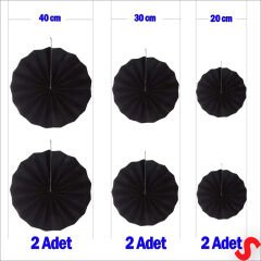 Kağıt Yelpaze SüS, 6 Adetli Set, Siyah