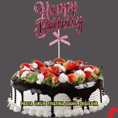 Happy Birthday Pasta SüSü, 23cm x 12,5cm - Pembe