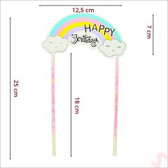 Unicorn Happy Birthday Pasta SüSü, 4'lü SET - Kalp