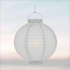 Led Işıklı Pilli Kağıt Top Fener, 25 cm - Beyaz